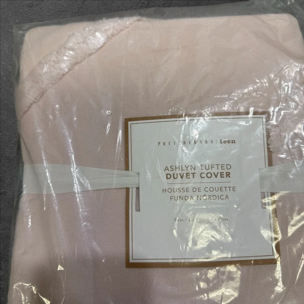 Pottery Barn Teen Ashlyn Tufted Duvet Cover Twin Pale‎ Blush Organic Cotton NEW